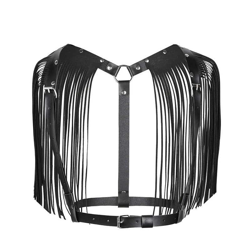 Womens Adult Adjustable Faux Leather Waistband Fringe Tassel Skirt Belt Nightclub Costume Cosplay Parties Skirts for Halloween Type B