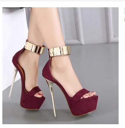Aneikeh Ankle Strap Heels Platform Sandals Party Shoes For Women Wedding Pumps 16cm High Heels Sequined Gladiator Sandals Black Red
