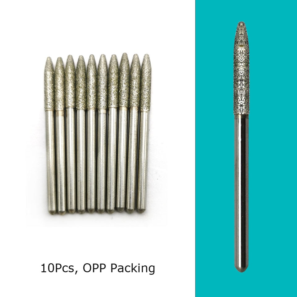 HYTOOS 10pcs/Set Nail Drill Bits Diamond Cutters for Manicure Cuticle Burr Milling Cutter for Pedicure Nails Accessories Tools D-4(D)