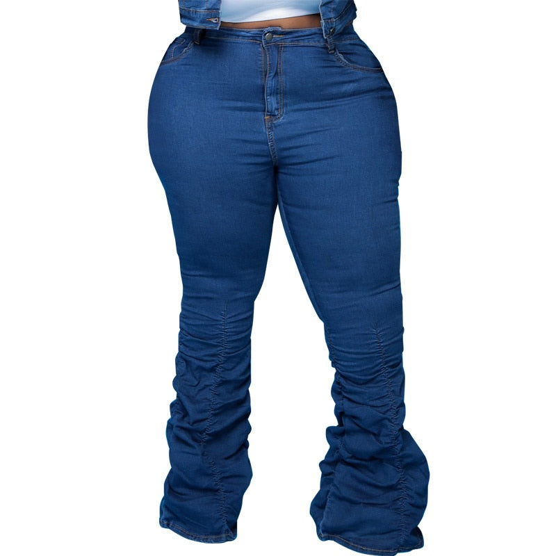 Denim Plus Size Sets Women 2 Piece Set Puff Long Sleeve Jacket Stretch Stacked Jeans Fall Winter Clothes Jeans