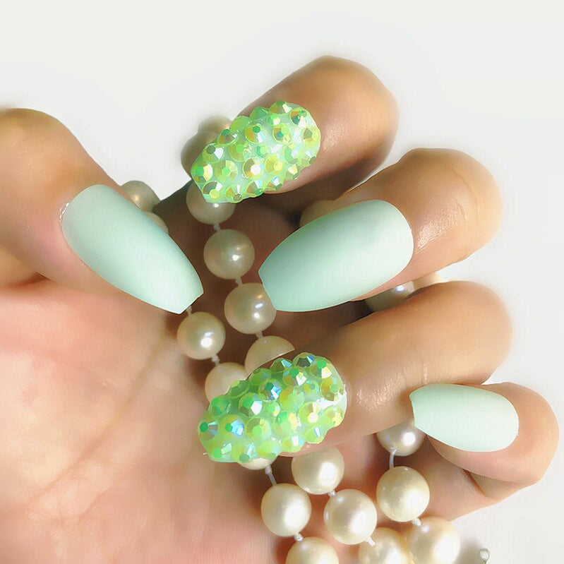 Fake nails 24pcs/set coffin artificial nails tips Custom Rhinestone press on nail false nails art tools Accessories