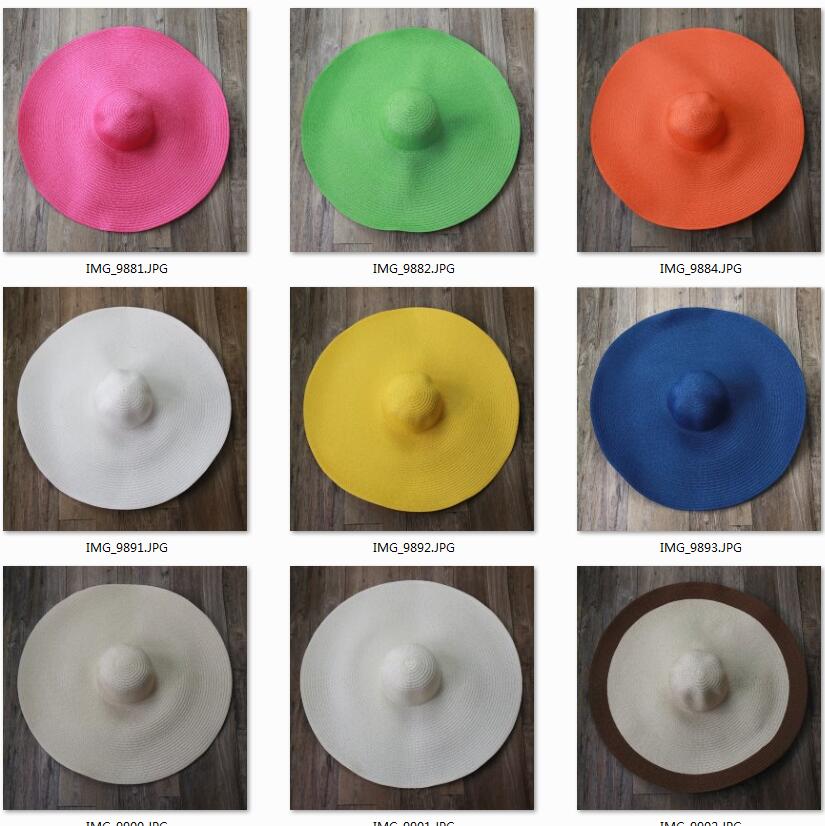 Women Beach Accessories Sombrero Big Size Hat Female Large Wide Brim Straw Sun Hats Oversized Anti UV 50 Summer Hat Wholesale