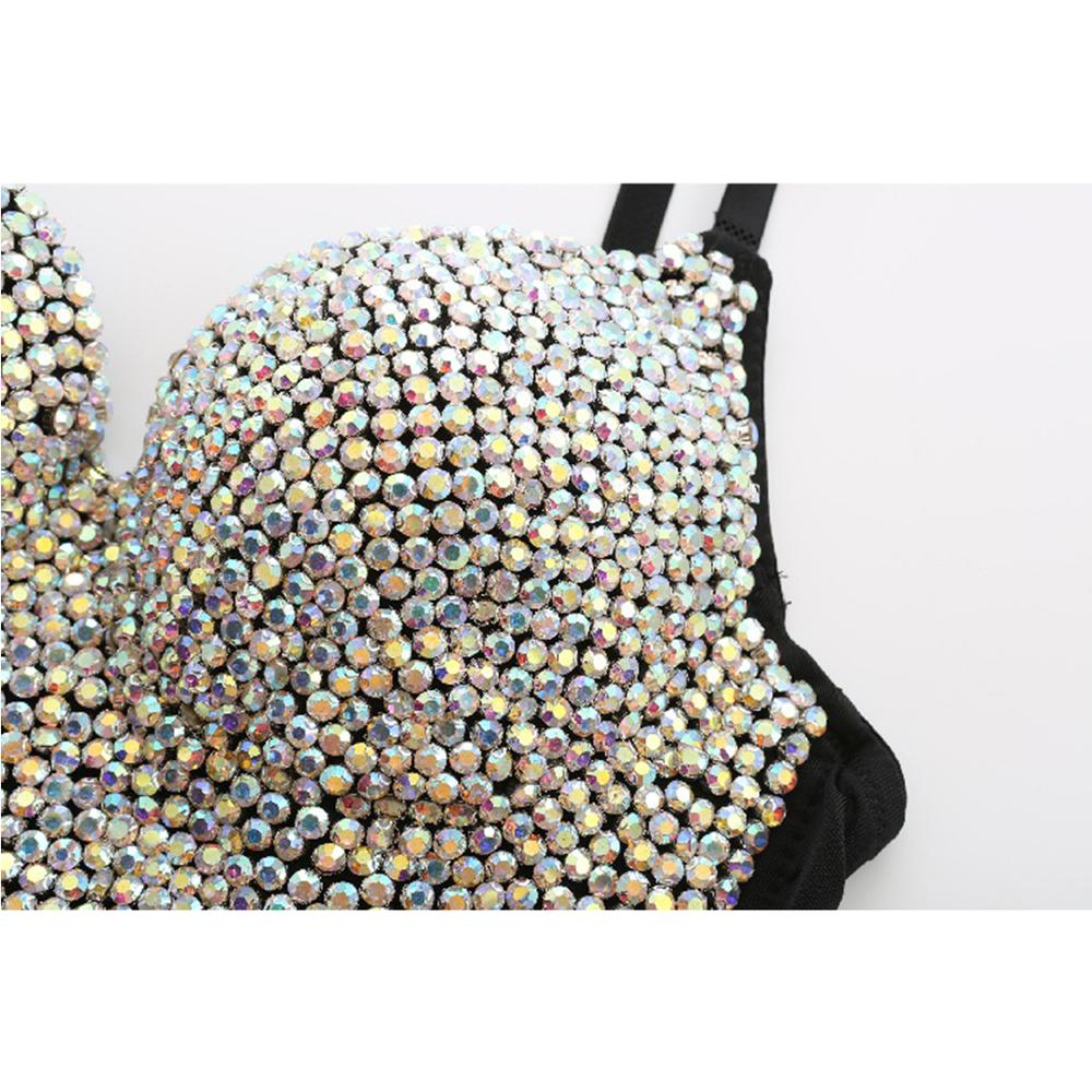 Irene Tinnie Hand-made Pearls Jewel Diamond Bralet Women's Bustier Bra Wedding Party Corset Cropped Top Vest Plus Size
