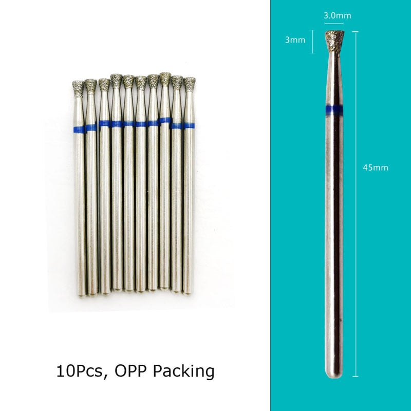 HYTOOS 10pcs/Set Nail Drill Bits Diamond Cutters for Manicure Cuticle Burr Milling Cutter for Pedicure Nails Accessories Tools N0303D-M(D)