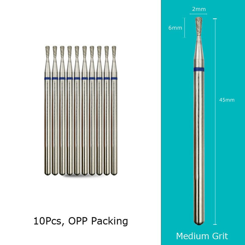 HYTOOS 10pcs/Set Nail Drill Bits Diamond Cutters for Manicure Cuticle Burr Milling Cutter for Pedicure Nails Accessories Tools BN01604D(D)