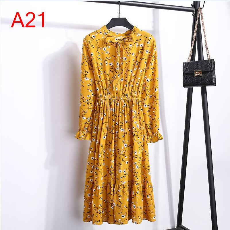 Plus Size Women's Clothing Long Sleeve Chiffon Shirt Dresses For Women Red Bow Floral Club Party Autumn Winter платье Woman