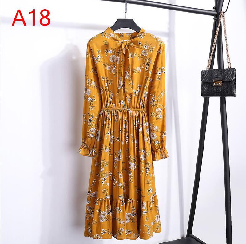Plus Size Women's Clothing Long Sleeve Chiffon Shirt Dresses For Women Red Bow Floral Club Party Autumn Winter платье Woman
