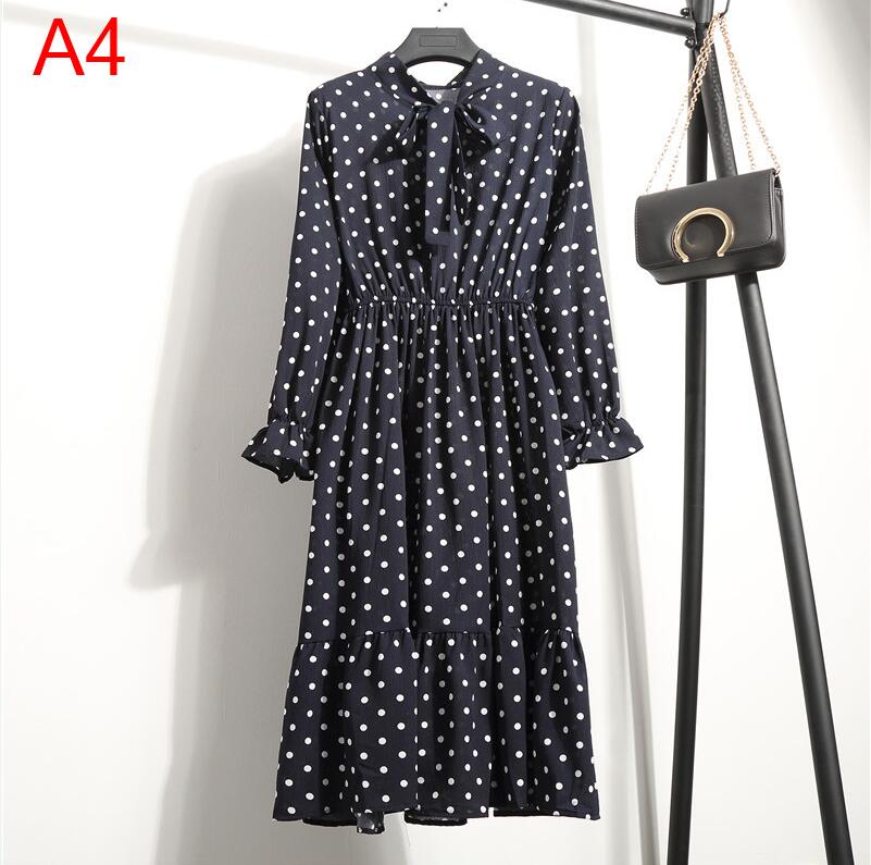Plus Size Women's Clothing Long Sleeve Chiffon Shirt Dresses For Women Red Bow Floral Club Party Autumn Winter платье Woman