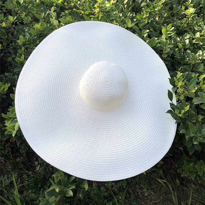 25CM Wide Brim Oversized Beach Hats For Women Large Straw Hat UV Protection Foldable Sun Shade Hat Wholesale Dropshipping