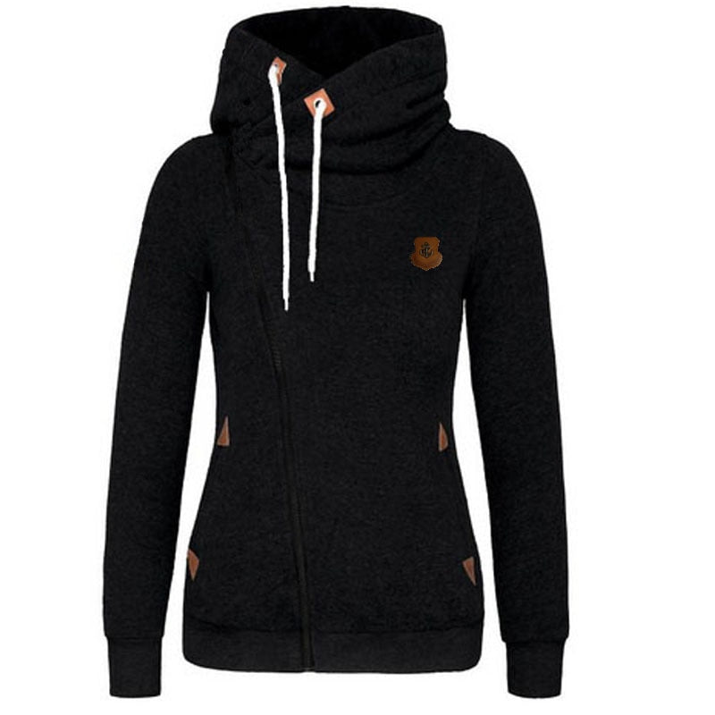 Warm Fashion Women Hoodie Asymmetric Side Zipper Drawstring Slim Long Sleeve Sweatshirt Jacket Top Coat Female Sweatshirt