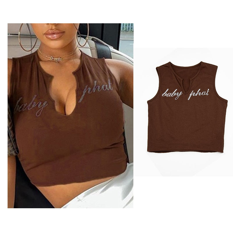 Vintage Brown Halter Camisole Hollow Out Cyber Y2k Crop Top Women Gothic Sexy Aesthetic Fairy Corset Tank Camis 90s Clothes nz910-brown