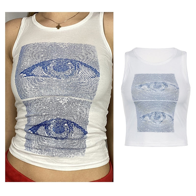 Vintage Brown Halter Camisole Hollow Out Cyber Y2k Crop Top Women Gothic Sexy Aesthetic Fairy Corset Tank Camis 90s Clothes nz816-white