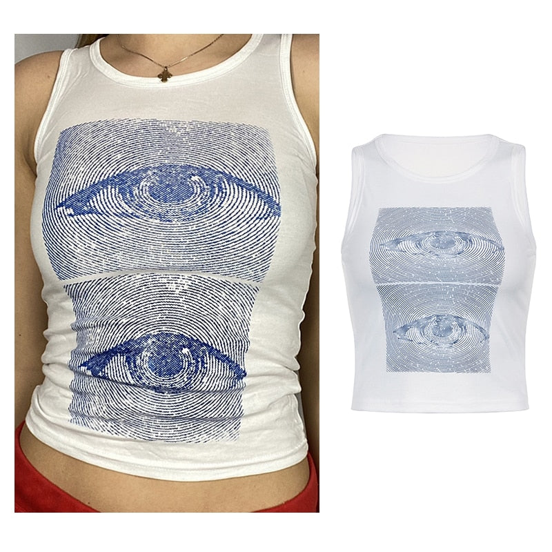 Vintage Brown Halter Camisole Hollow Out Cyber Y2k Crop Top Women Gothic Sexy Aesthetic Fairy Corset Tank Camis 90s Clothes nz816-white