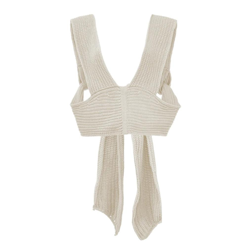 Sleeveless Knitted Crop Sweater Sexy Autumn Summer Fashion Vest Black Casual White Jumper Top Female Pullover fall women white One Size