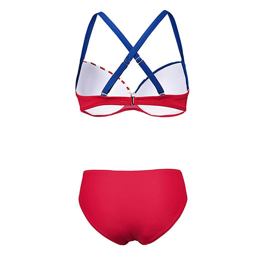 Woman bikini swimsuit American Flag Print Padded Two Pieces Bathing Suit women Top With High Waisted Bottom Bikini Set Brazilian