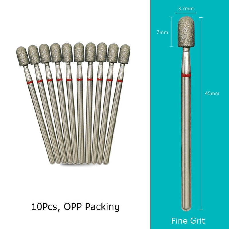 HYTOOS 10pcs/Set Nail Drill Bits Diamond Cutters for Manicure Cuticle Burr Milling Cutter for Pedicure Nails Accessories Tools C0407D-WL-F(D)