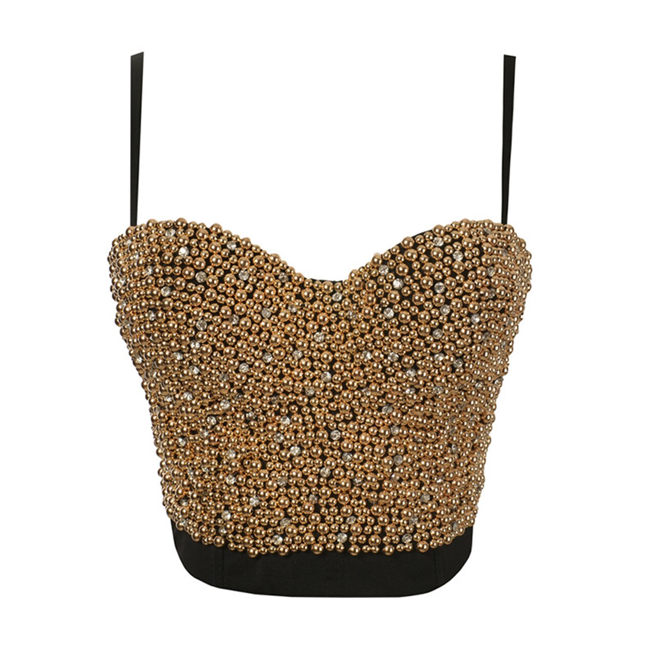 Irene Tinnie Hand-made Pearls Jewel Diamond Bralet Women's Bustier Bra Wedding Party Corset Cropped Top Vest Plus Size