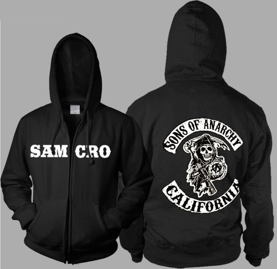 Adult Sons of Anarchy Hoodie TV Black Halloween Cosplay Party Costume Women Men Zipper Jacket Coat Mayans Sweatshirt Clothing