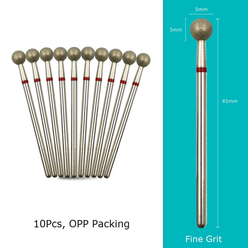 HYTOOS 10pcs/Set Nail Drill Bits Diamond Cutters for Manicure Cuticle Burr Milling Cutter for Pedicure Nails Accessories Tools D050D-F(D)