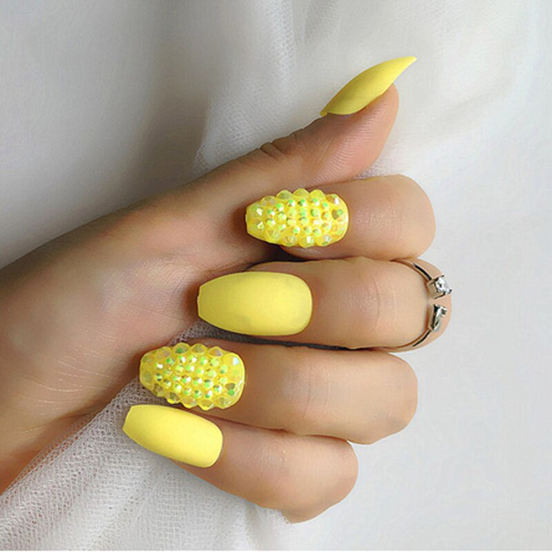 Fake nails 24pcs/set coffin artificial nails tips Custom Rhinestone press on nail false nails art tools Accessories HL28027