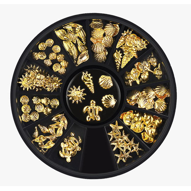 Fashion Metal Sea Animal Stickers for Nails Cute Shell Shape Nail Art Decorations for Manicure sp0293