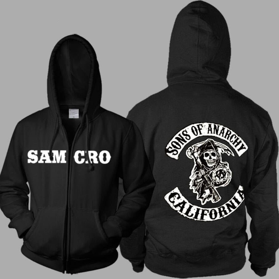 Adult Sons of Anarchy Hoodie TV Black Halloween Cosplay Party Costume Women Men Zipper Jacket Coat Mayans Sweatshirt Clothing