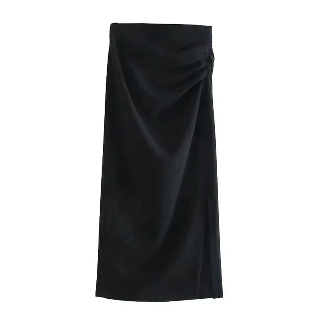 Skirts Womens Two Piece Set Linen Blend Cropped Women Shirt Draped Skirt Autumn Fashion Casual Dress Sets As Picture 3