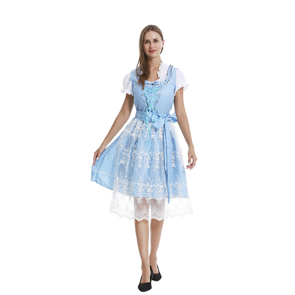 Halloween Maid Uniform Beer Festival Stage Performance Costume Blue