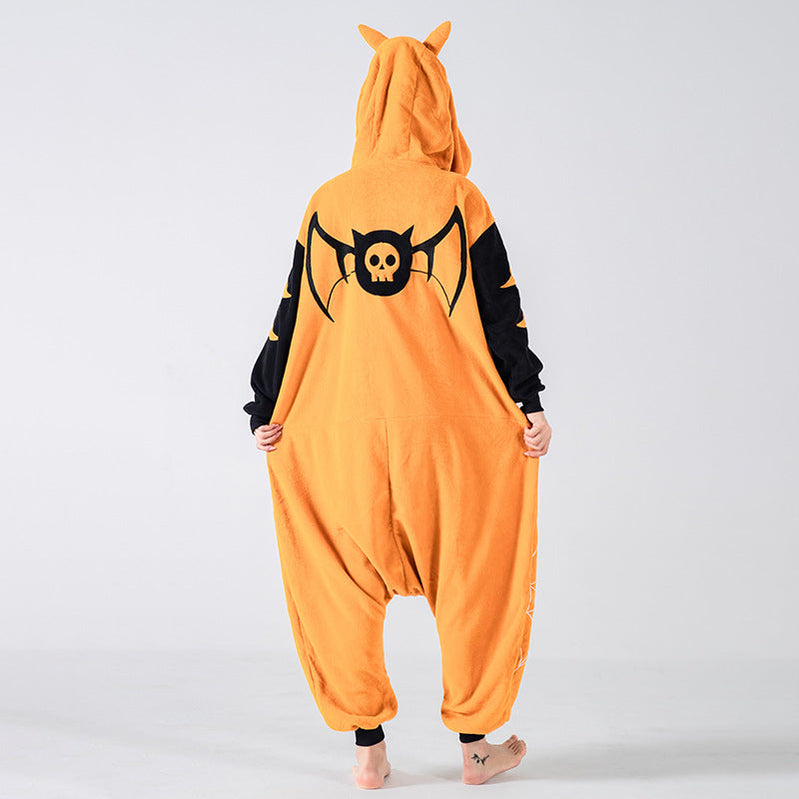 Wholesale Halloween Devil's Son One-piece Pajamas Cosplay Festival Costume Hooded Cute Home Devil's Son Orange