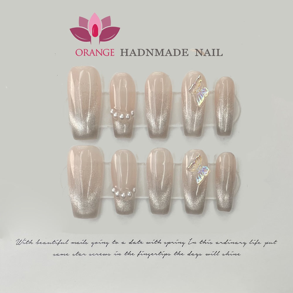 Handmade Press On Nails Ballerina Eye Cat Design Coffin Manicuree Decoration Wearable Full With Glue Acrylic Nail For Girls Spain