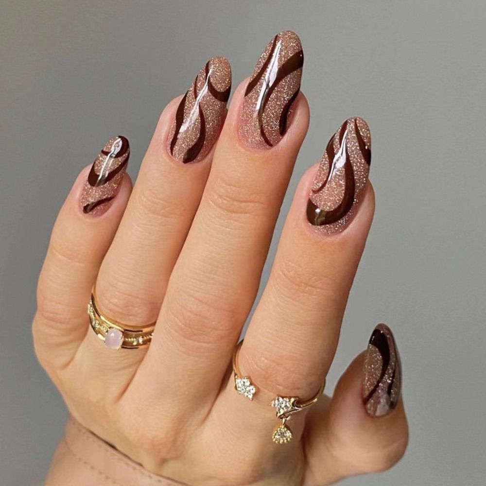 24pcs/set Long Stiletto Fake Nails Punk Snake Pattern Black White Matte False Nails Artificial Full Nail Tips Manicure Tools
