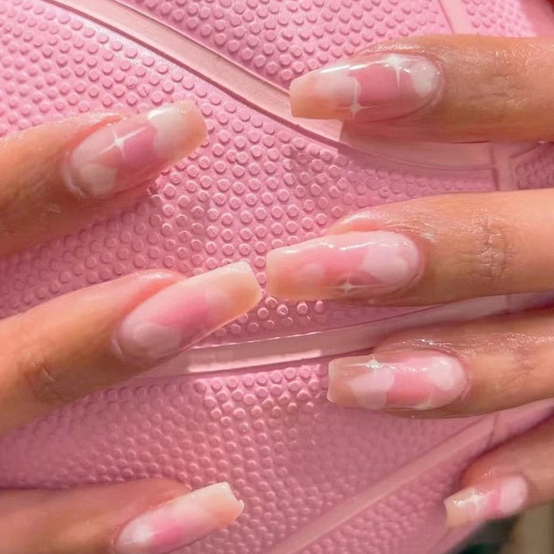 Fake Nails Heart Pattern Full Cover Fake Nails DIY Glue Press On Nails Nail Supplies For Professionals