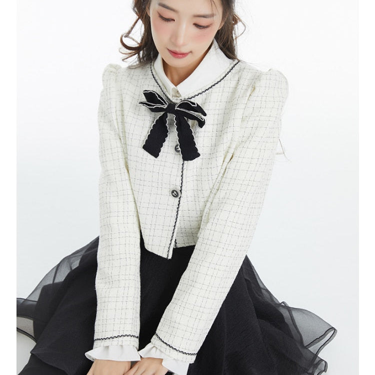 Spring Elegant Vintage 2 Piece Dress Set Women Sweet Blazers Suits Y2k Crop Tops + Mini Skirt Female Korea Fashion Clothing