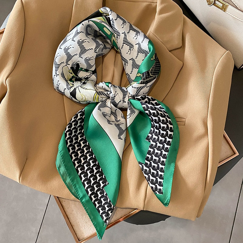 Luxury Silk Shawl Square Scarf for Women Satin Hijab Fashion Wraps Neckerchief Female Hair Bands Ribbon Headband Bandana W-159-3 70x70