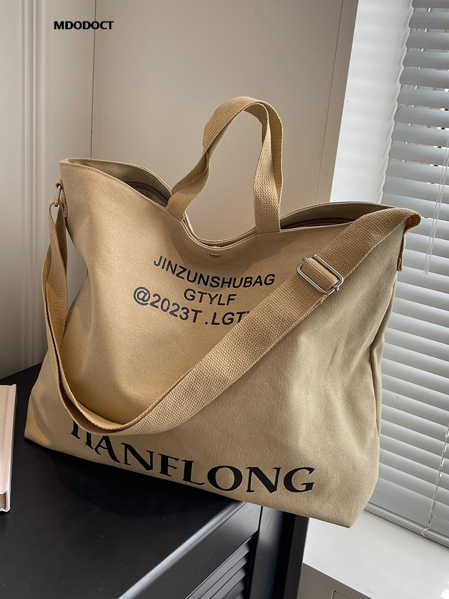 Large Capacity Summer Casual Canvas Tote Women Shoulder Bags Luxury Designer Trendy Ladies Handbags Simple Crossbody Work