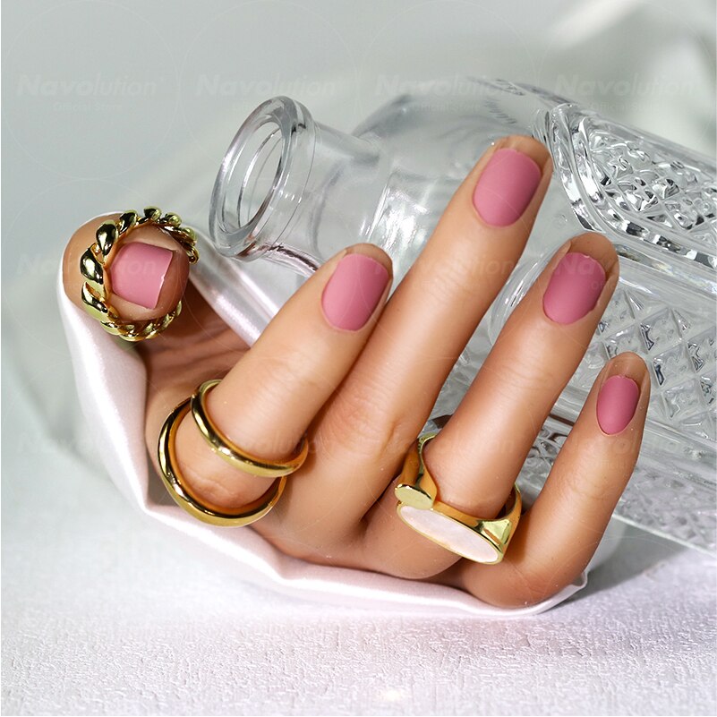 Navolution 24Pcs/Set DIY Manicure Wearable Fake Nails press on Detachable Finished Fingernails Ballet Square Head Almond Short