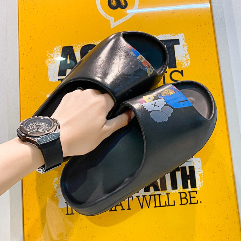 Men Women Slippers Orginal Sandals Women Beach Casual Shoes EVA Slides Original Men Flip-flops Summer Summer Sandal Men's jiqiren-black