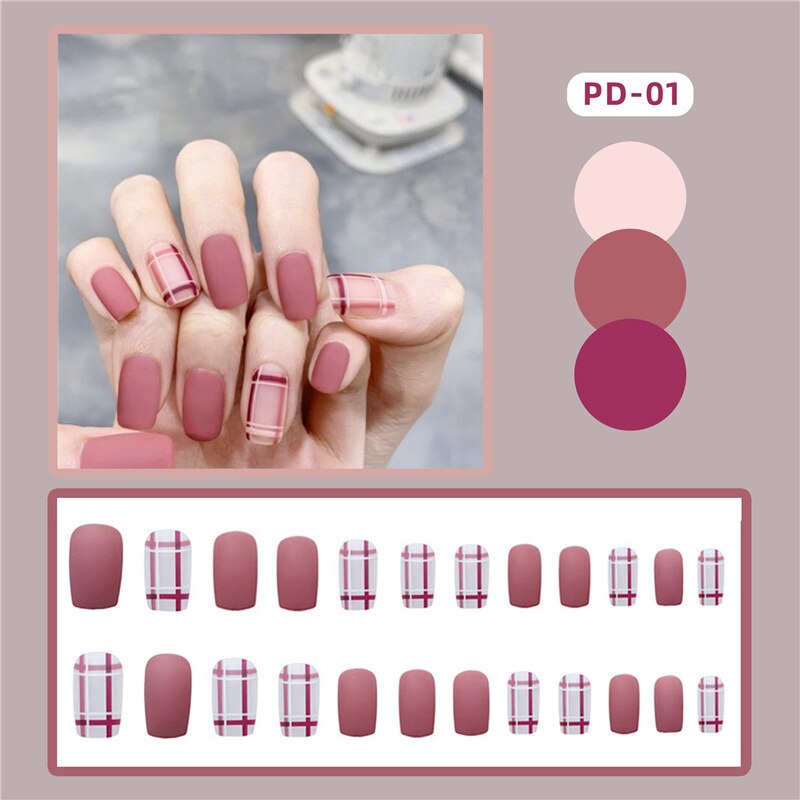 24pcs Lemon Short Wear Tips Nail False Patch Press on Nails Supplies for Professionals Artifical Fake Nails Faux Ongles Uñas PD-01-Fake Nails Art