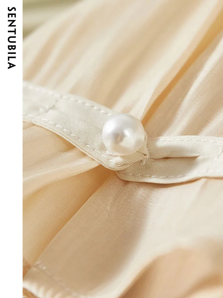 Vintage Elegant Dresses for Women Summer Fashion V-Neck Empire Puff Sleeves A-Line Long Dresses Women Clothing