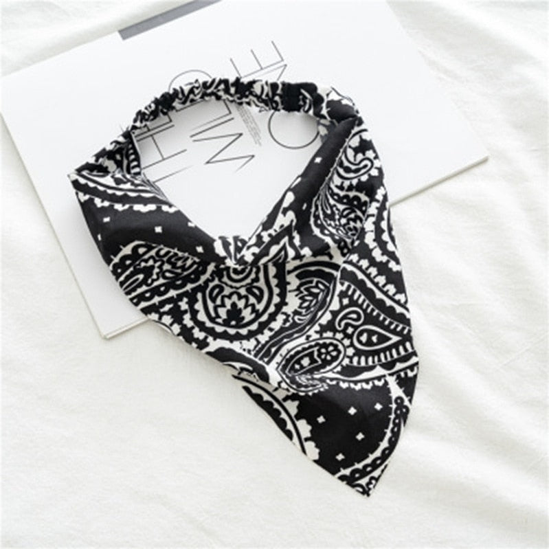 Chiffon Printing Flower Bandana Hair Scarf Headband for Women Vintage Long Ribbon Scrunchie Beach Bandanas Hair Accessories 28