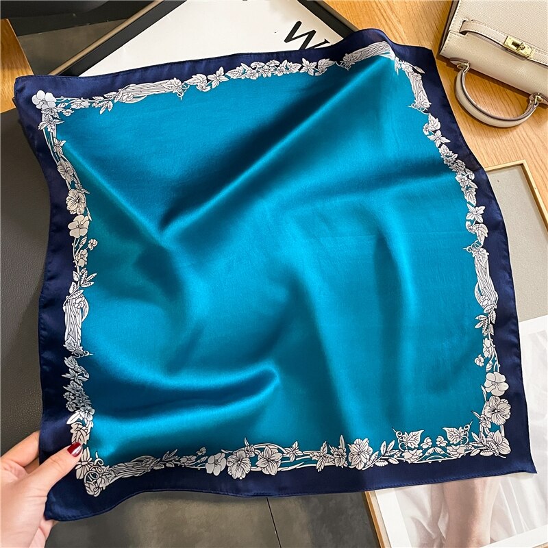 Classice 100% Silk Square Scarf Women Print Stripe Hair Band Wrist Foulard England Style Neckerchief Bandana Echarpe FZ200-2