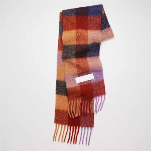 New Scarf Autumn and Winter Multicolor Thickened Plaid Scarf The Same Length Warm Shawl For Men and Women Scarves