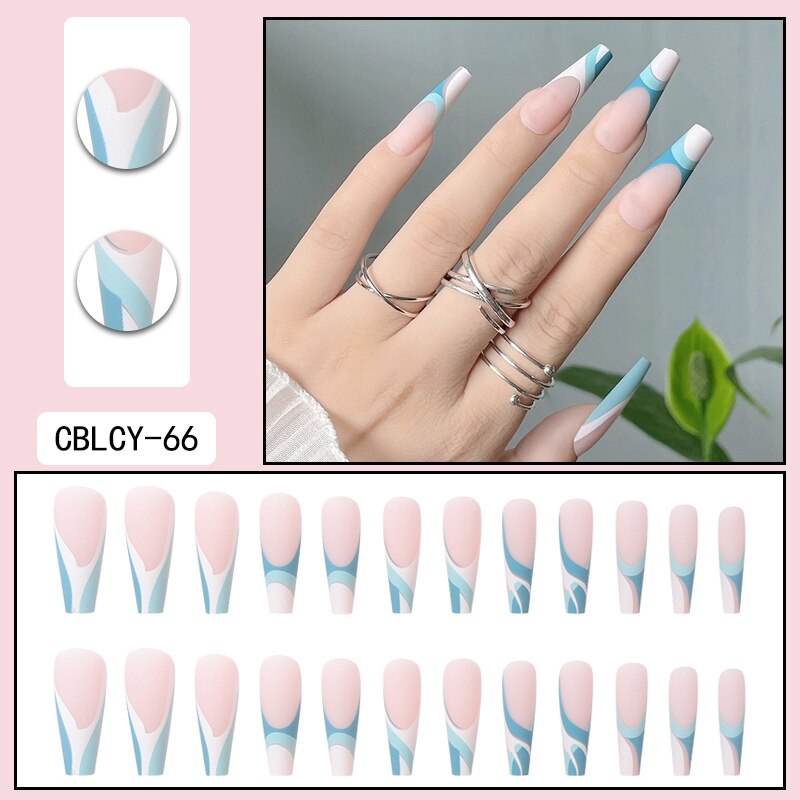 24pcs/Box Charming Pink Flame Short Ballet Wearable Fake Nails press on Square Head Full Cover Detachable Finished Fingernails