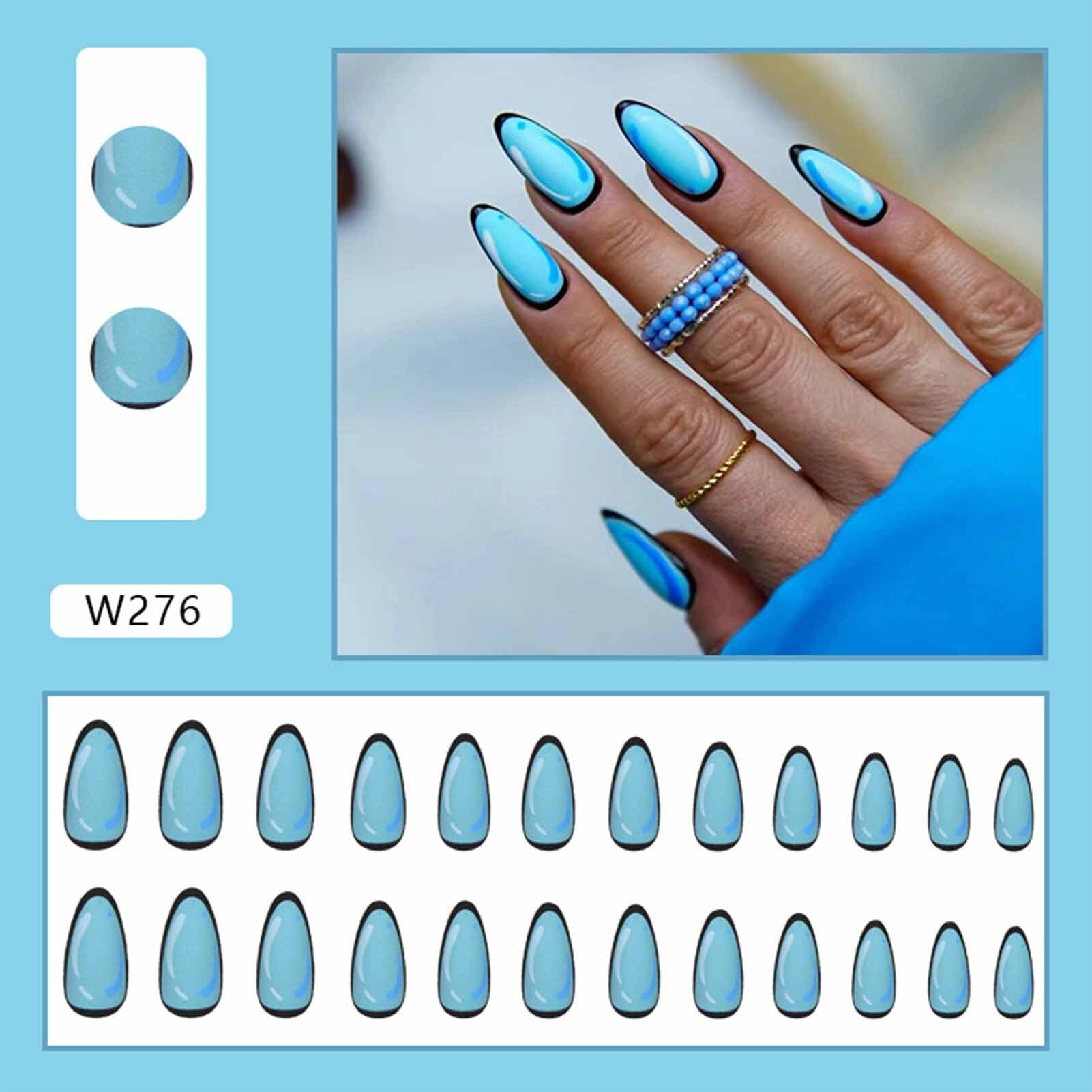 Comic Style False Nails for ACGN Girls 24pcs Coffin y2k Style Press on Nail Tips Full Cover Wearable Short Square Acrylic Nails style5