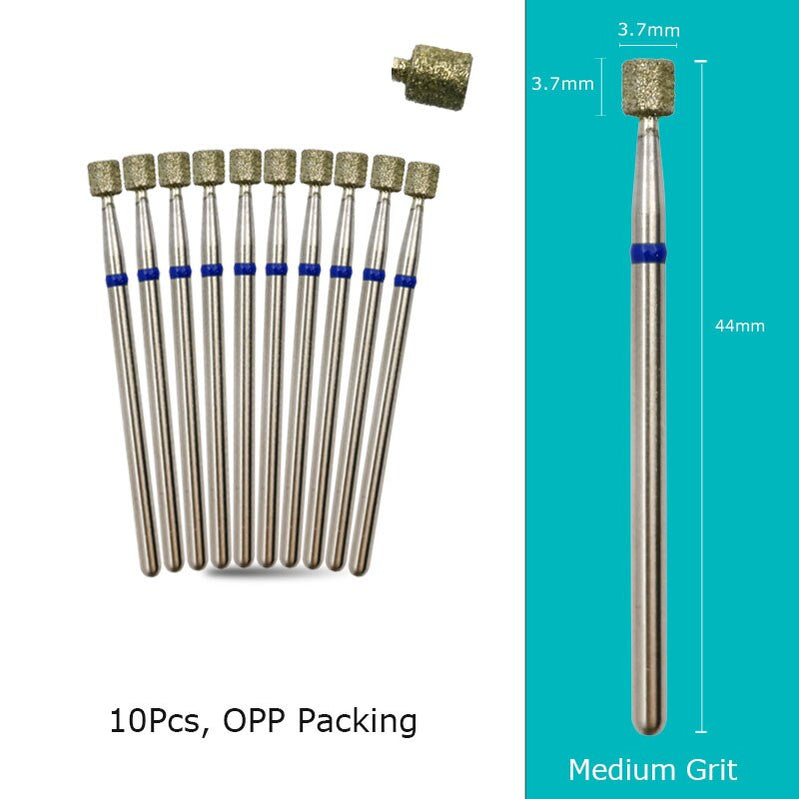 HYTOOS 10pcs/Set Nail Drill Bits Diamond Cutters for Manicure Cuticle Burr Milling Cutter for Pedicure Nails Accessories Tools B0404D-M(D)