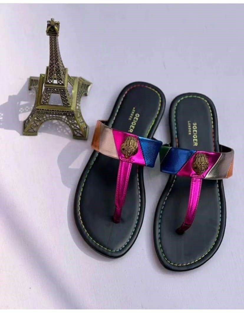 Hardware diamond buckle flip-flops women slides outdoor beach slipper females woman Large size ladies sandals Women's shoes multi
