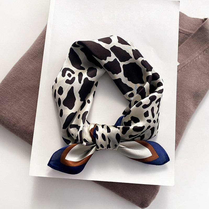 Fashion Designer Print 100% Natural Silk Square Scarves Women Hairband Neck Foulard Female Small Kerchief Bandana New FZ83-4 53cm real silk