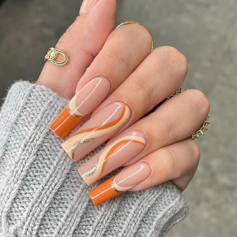 Fake Nails Heart Pattern Full Cover Fake Nails DIY Glue Press On Nails Nail Supplies For Professionals
