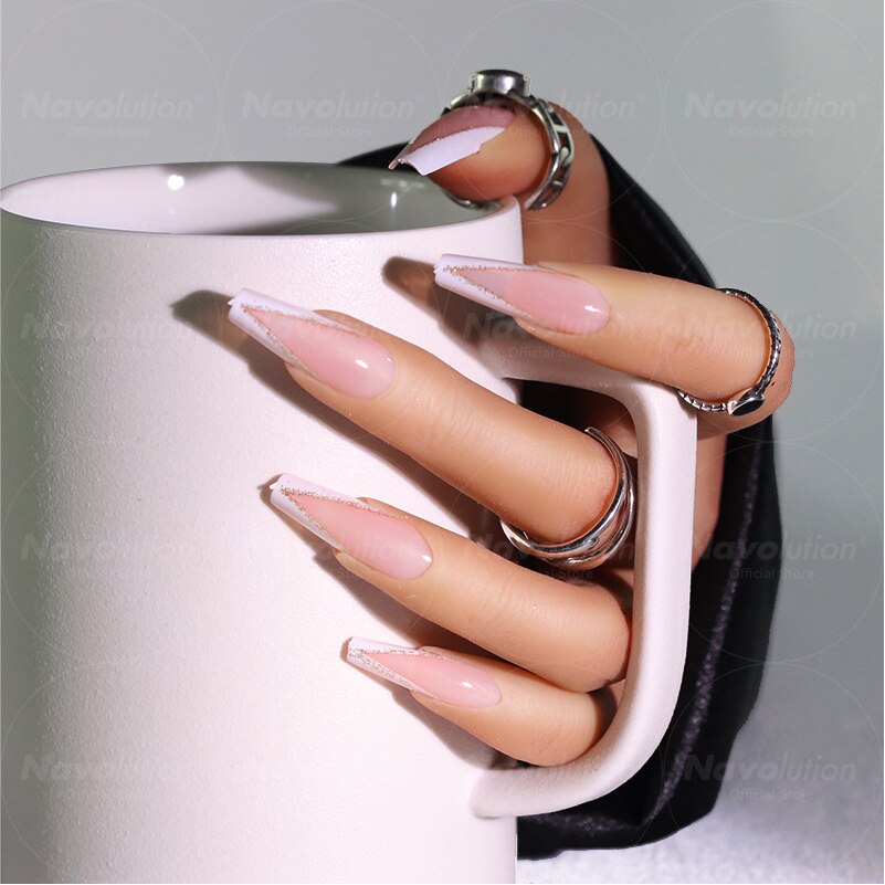 Navolution 24Pcs/Set DIY Manicure Wearable Fake Nails press on Detachable Finished Fingernails Ballet Square Head Almond Short