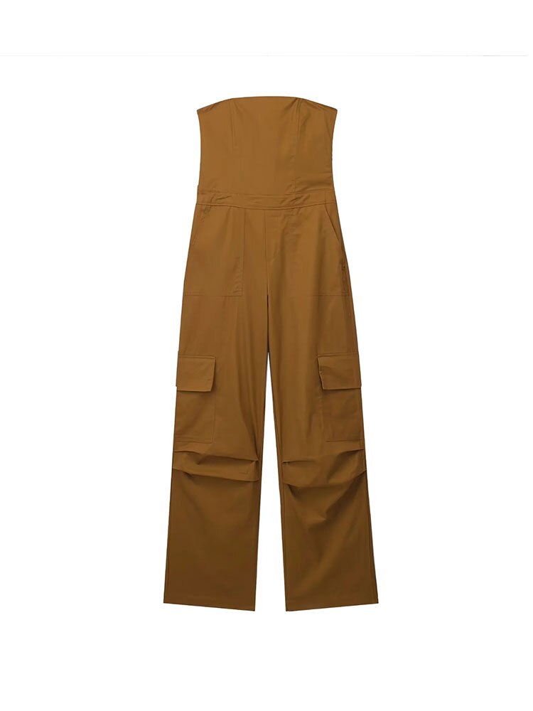 Female Jumpsuit With Pockets Long Jumpsuit Woman Spring Summer Sleeveless Cargo Jumpsuits For Women Outfit zongse